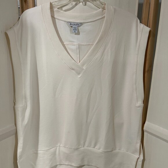 ATHLETA Retroterry Sz XL Cream / Ivory V-Neck Athleisure Top - Picture 2 of 8